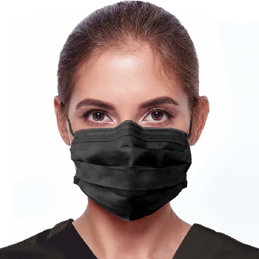 Earloop Face Mask Black 4 Layer 50 Box Ultra Soft Breathable