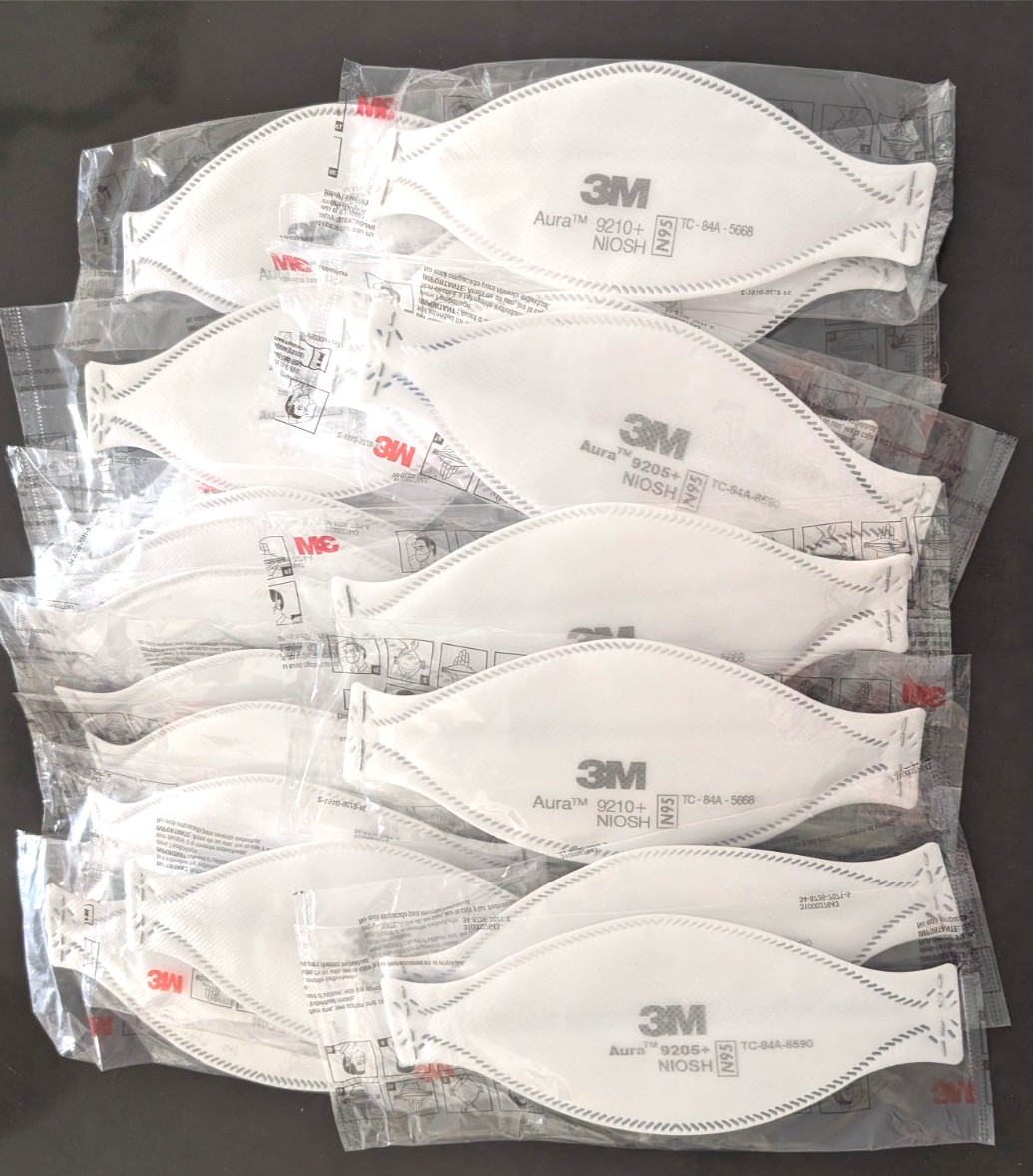 3M N95 Aura 9205+ NIOSH N95 Particulate Respirator Face Masks Lot of 19 5878
