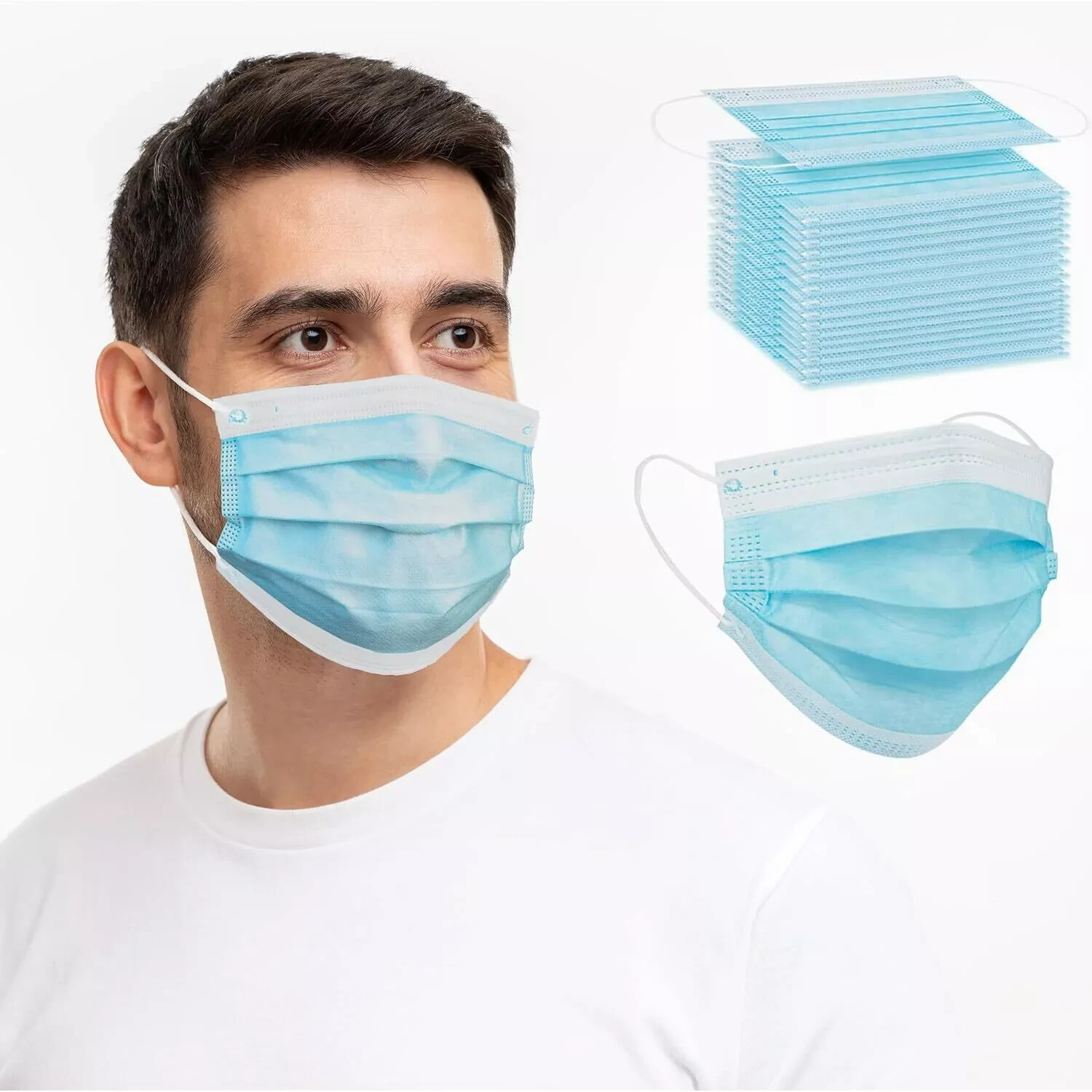 50 PCS 3- Ply Disposable Face Mask Protective Ear Loop Non Medical Mouth Cover