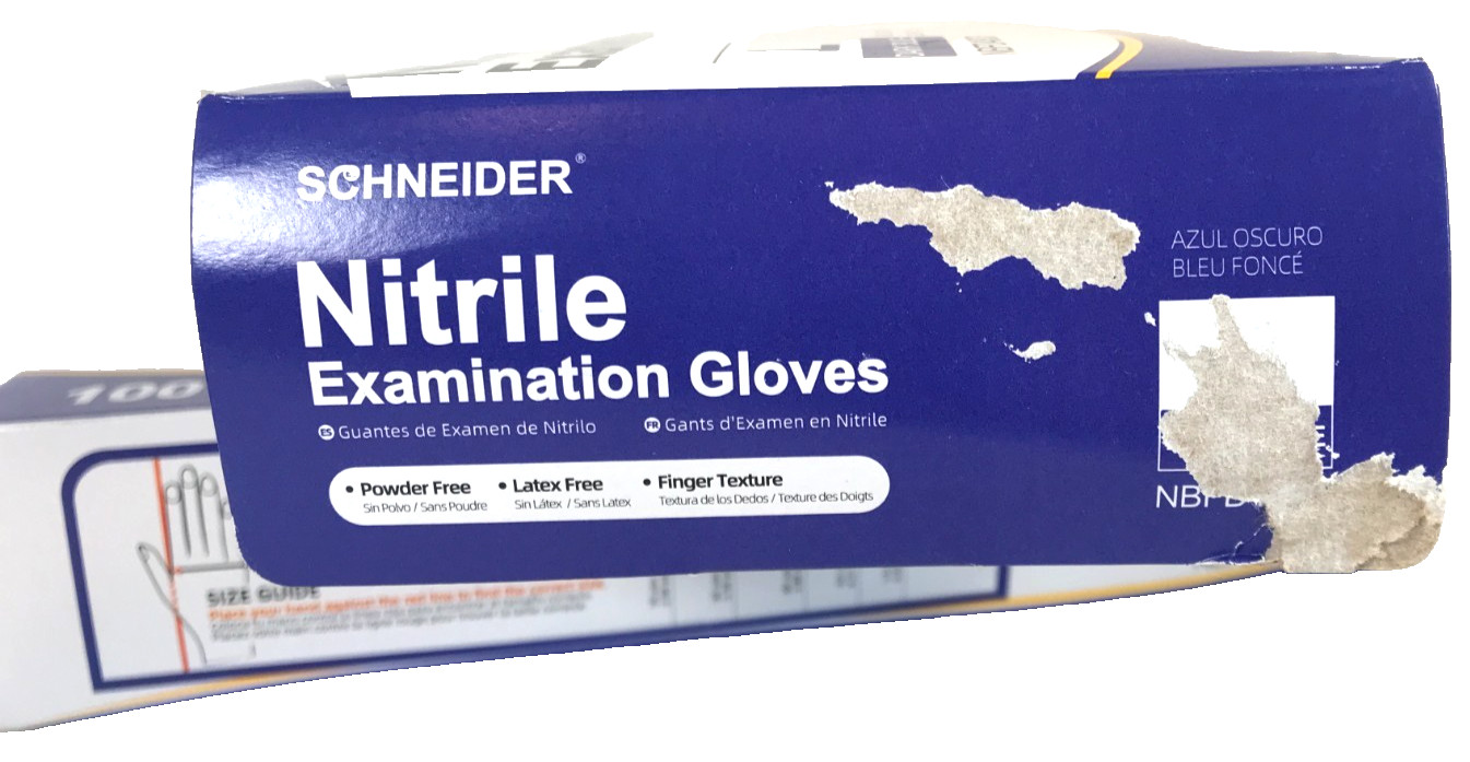 Schneider Nitrile Examination Gloves Dark Blue Size L Disposable Lot Of 200