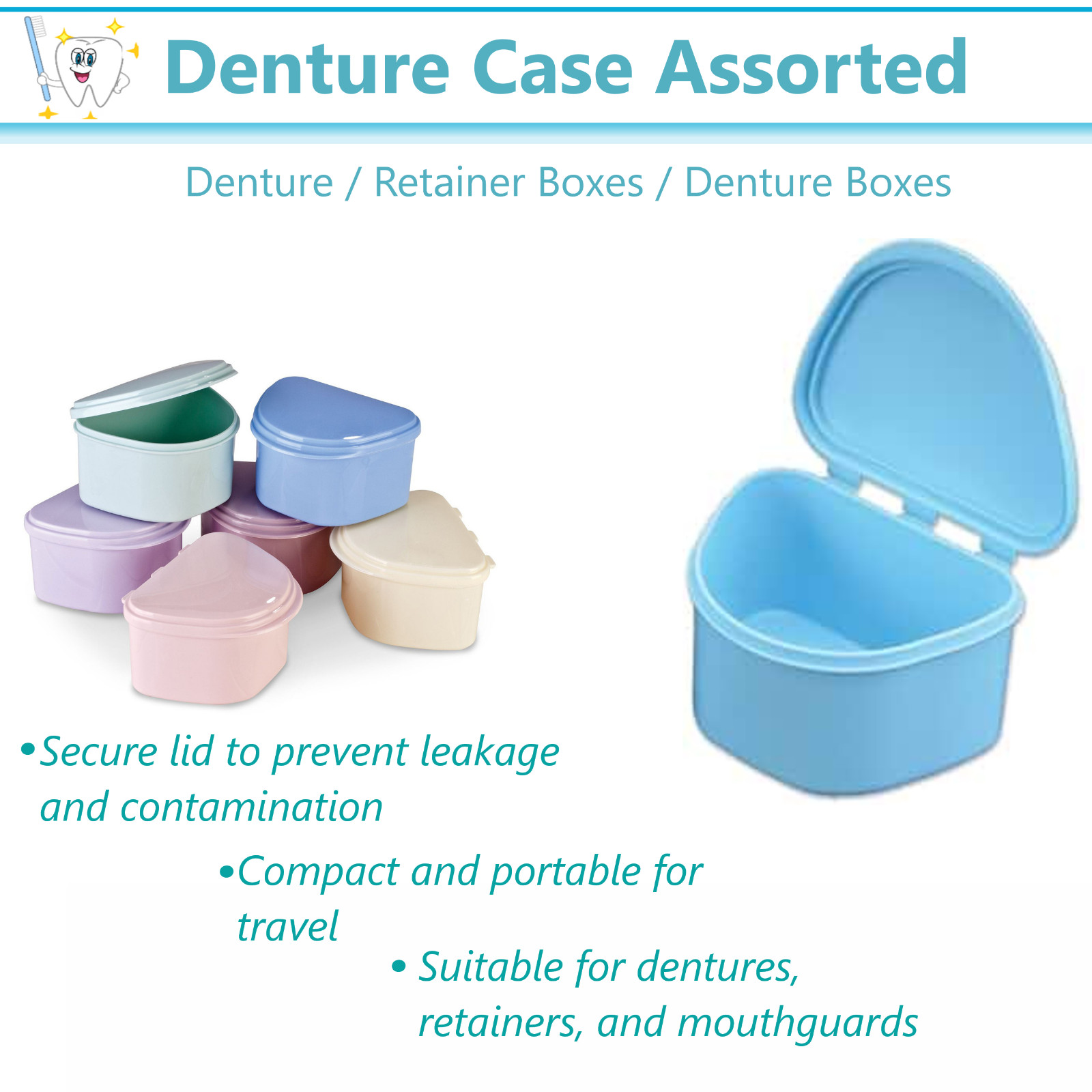 Dental Denture Box Retainer Box Carrier 4W x 2in x 3in Upto 200 Retainers/Case