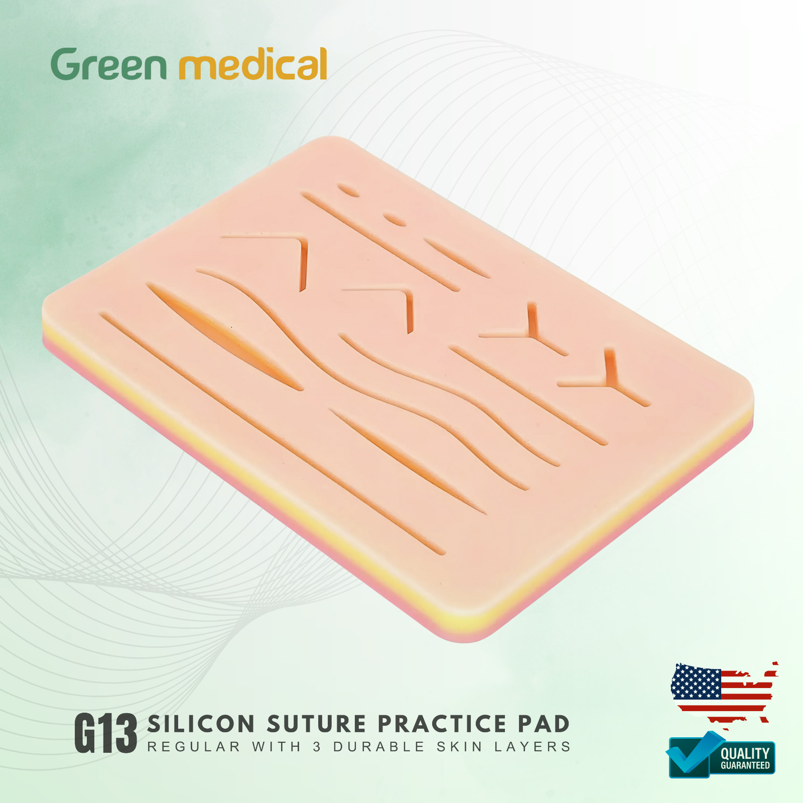 Silicon Suture practice pad G13 with 3 durable skin layers