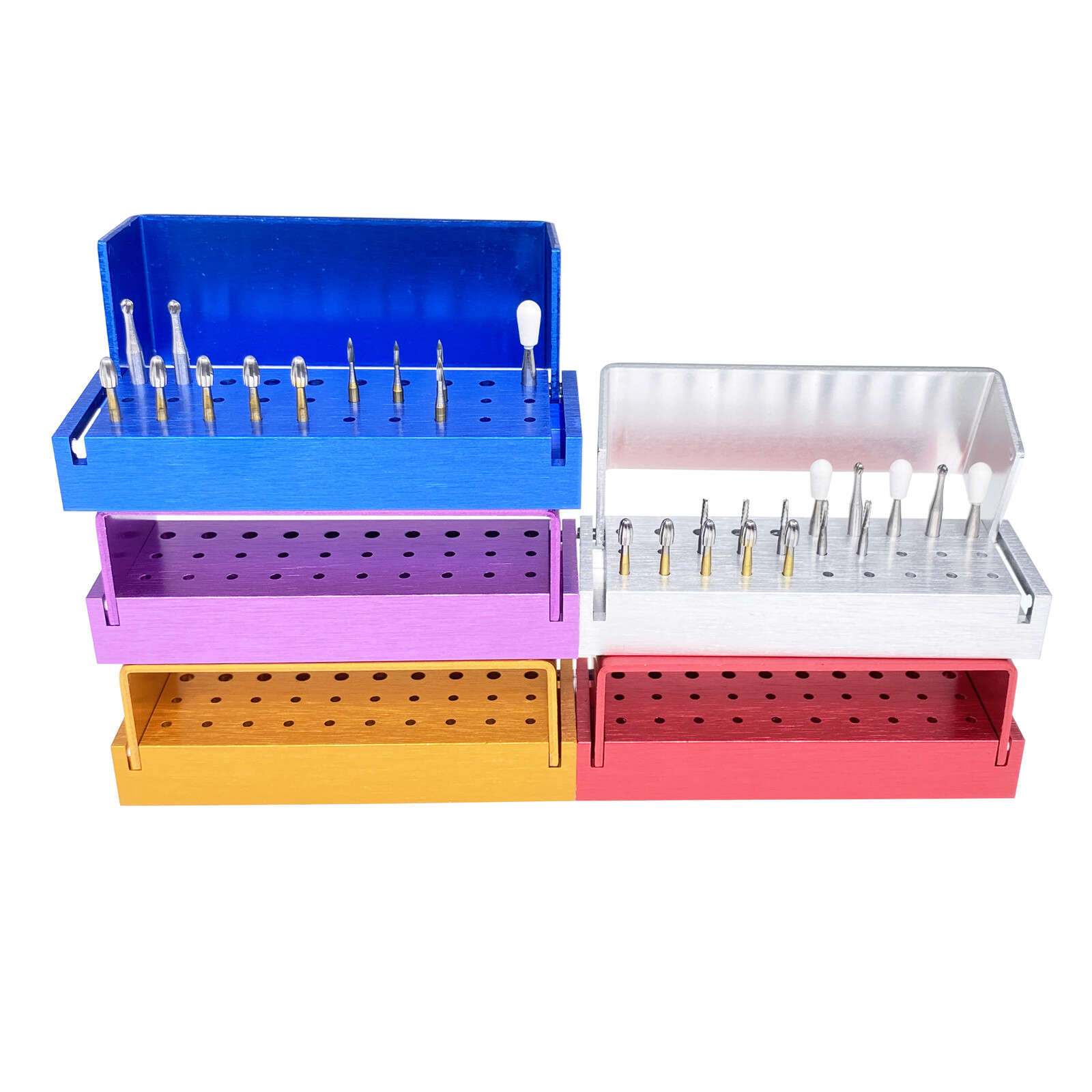 Dental Bur Burs Holder Block Disinfection Box Aluminium Autoclave 30 Holes