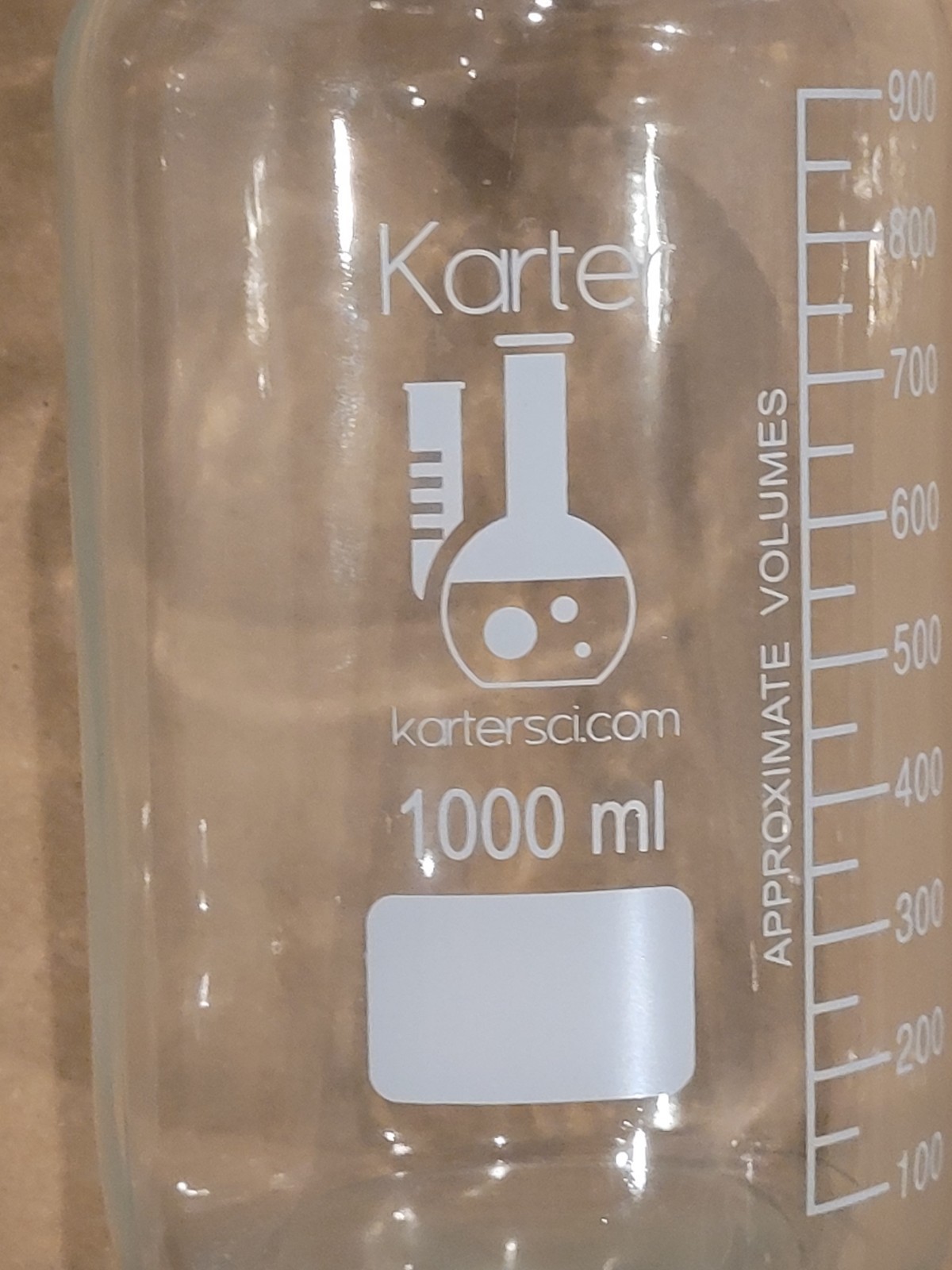 1000ml Erlenmeyer Flask, 3.3 Borosilicate Glass, Karter Scientific (Single)