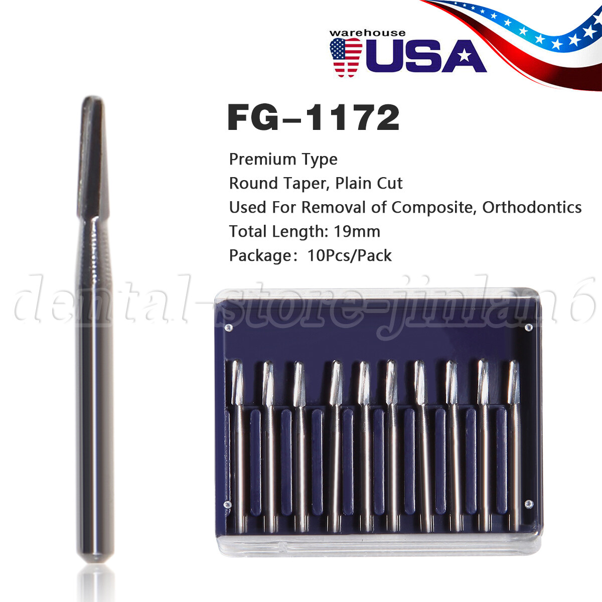 Dental Tungsten Carbide Burs FG Round Taper End High Speed FG 1172