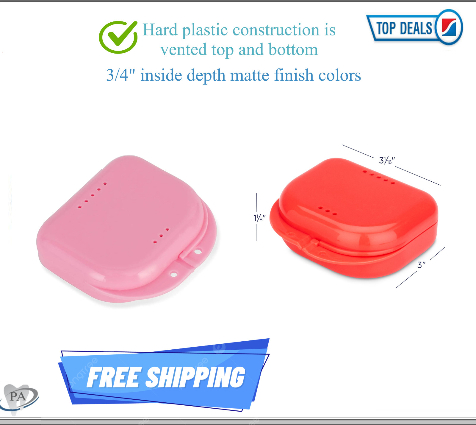 Dental Denture Box Retainer Box Carrier 4W x 2in x 2in Upto 200 Retainers/Case