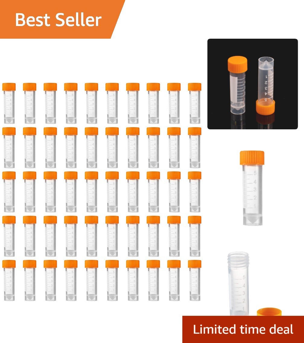 Durable 5ml Flat Bottom Plastic Vials with Screw Caps – Ideal for Solid & Liquid