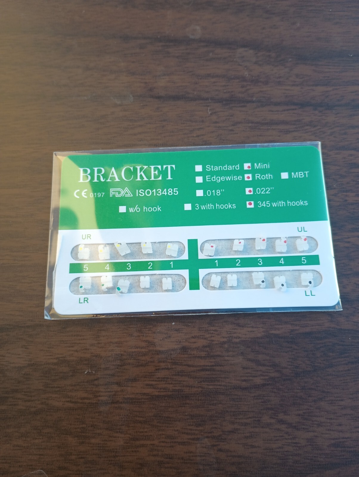 1 pack Dental Orthodontic Ceramic Brackets Braces Mini Roth.022 Hooks 3-4-5