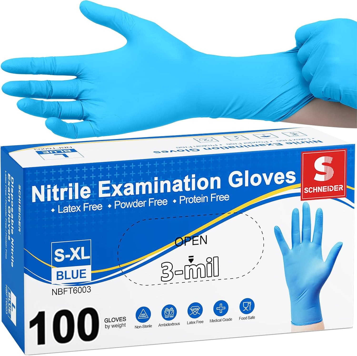 Nitrile Exam Gloves Medical Grade Blue Disposable Gloves Latex Free Rubber Glove