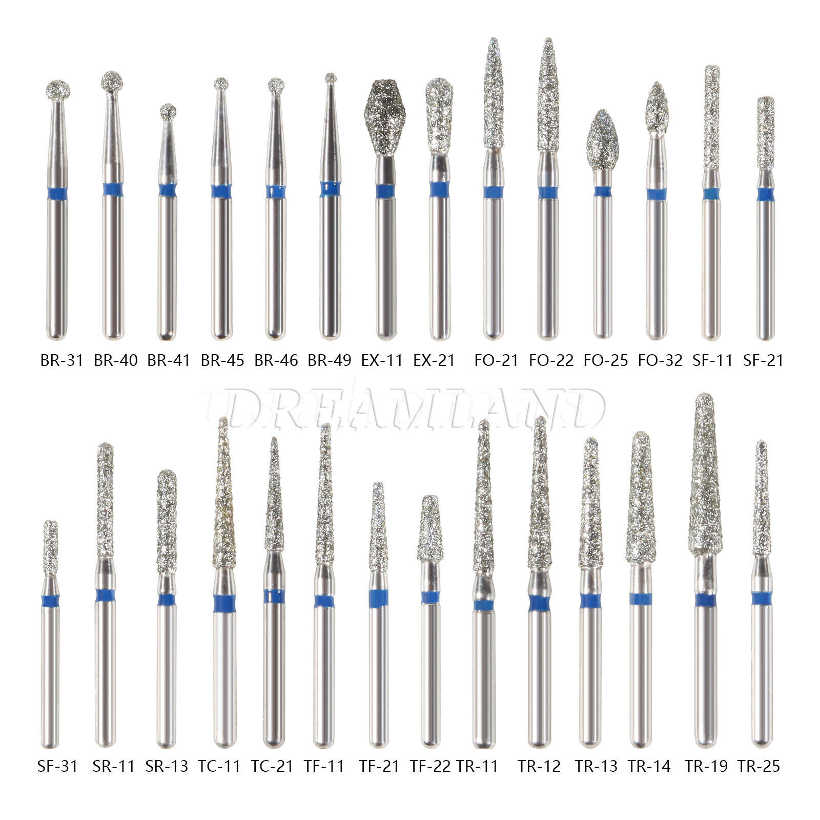 5pc/pack Dental FG Diamond Burs for High Speed Handpiece Friction Grip 1.6MM Bur