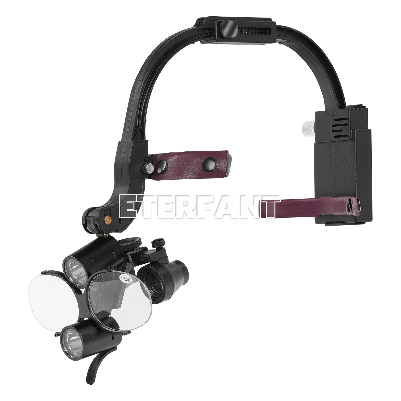 ETERFANT Dental 3.5X Surgical Headband Binocular Loupes+5W LED Head Light 2Leds