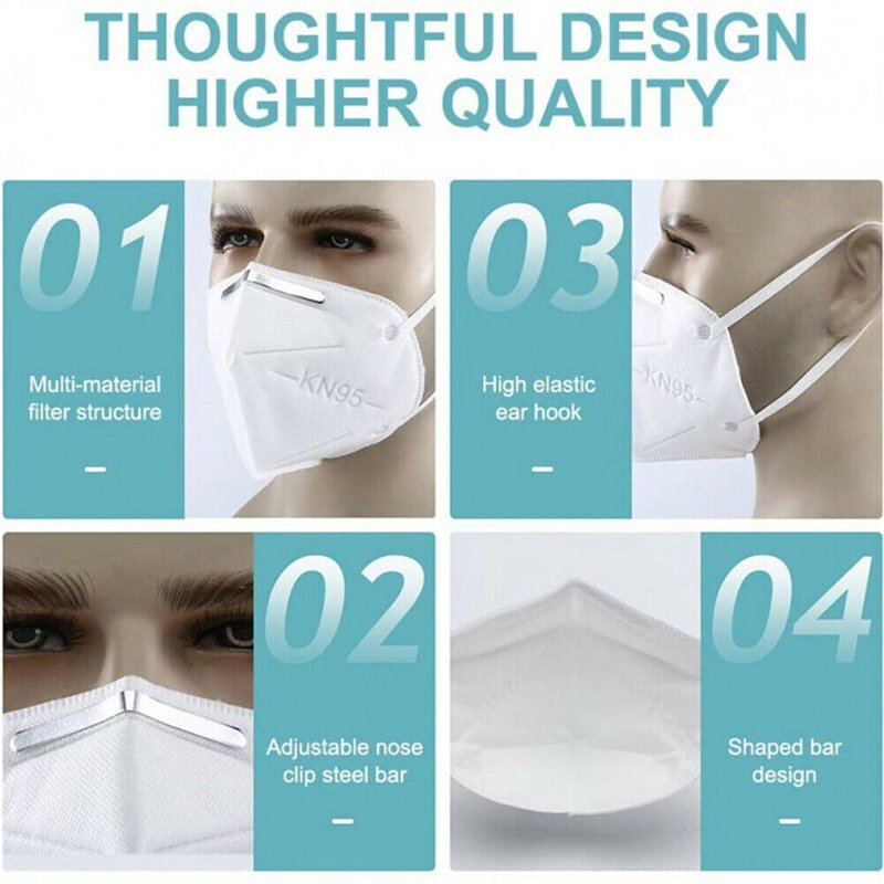 BLACK 5-Layers Breathable KN95 Disposable Protective Face Mask Respirator 30PCS