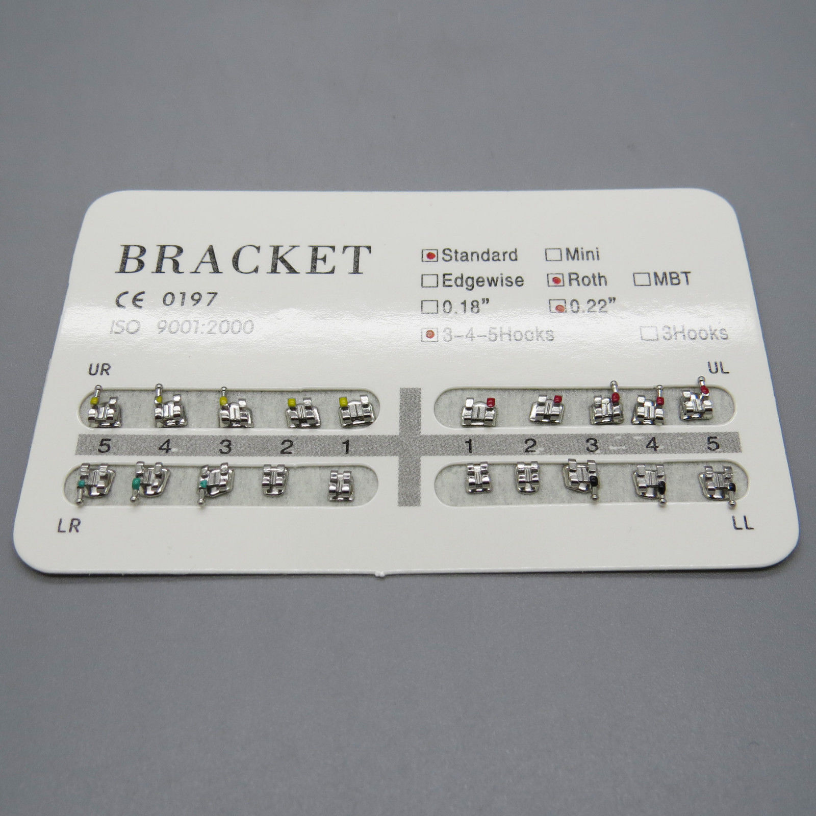 20 Pcs/Kit Dental Orthodontic Metal Bracket Braces Standard Roth .022 Hook 3-4-5