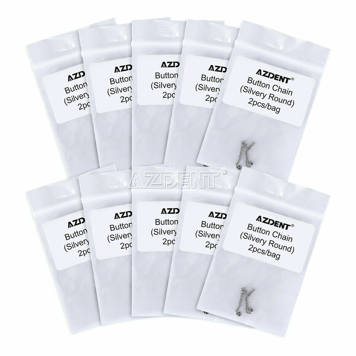 AZDENT Dental Orthodontic Traction Button Chain Round Silver/Gold Plated