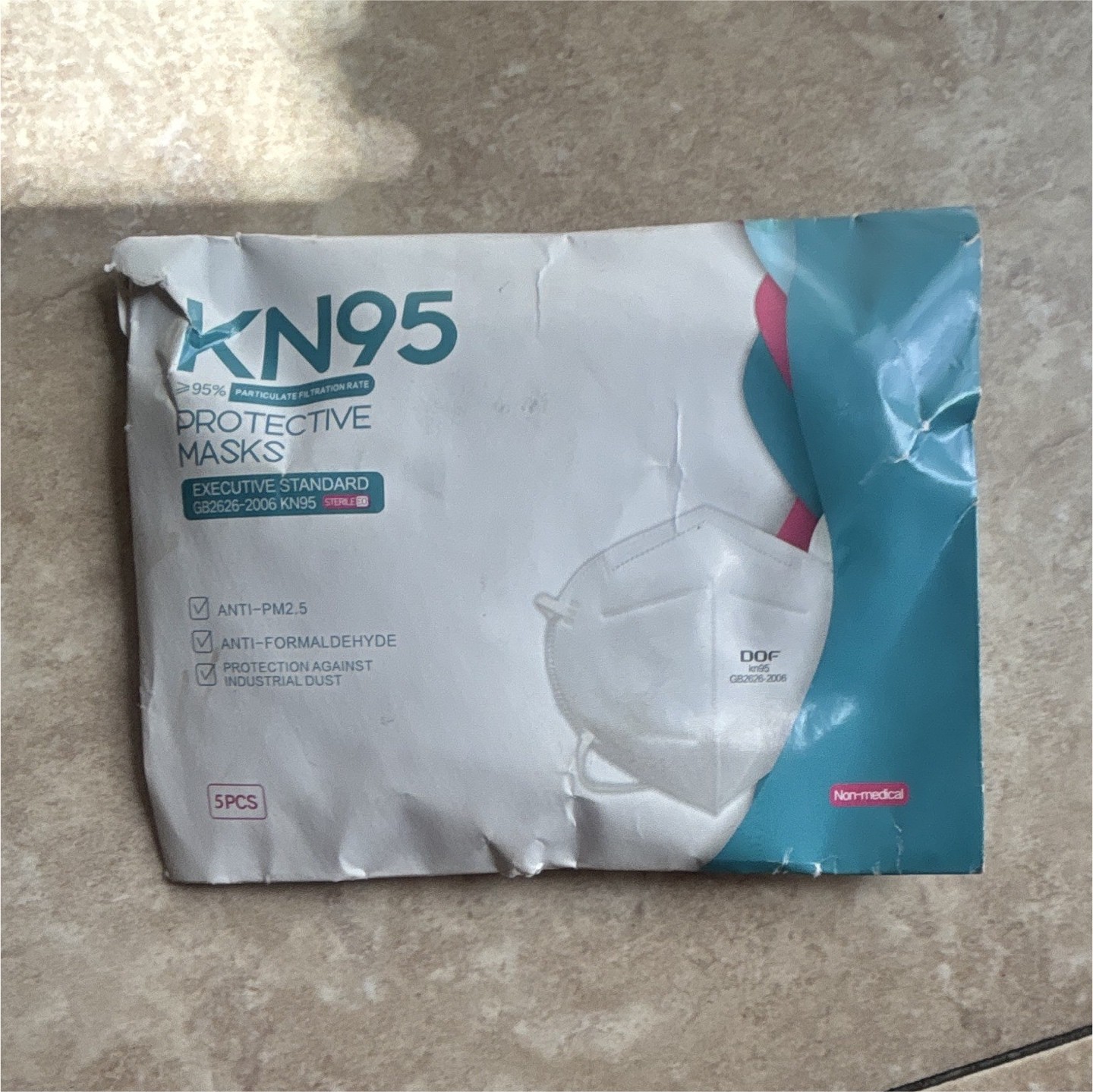 DOF KN95 Protective Masks GB2626-2006 Industrial Use, Disposable 5PCS