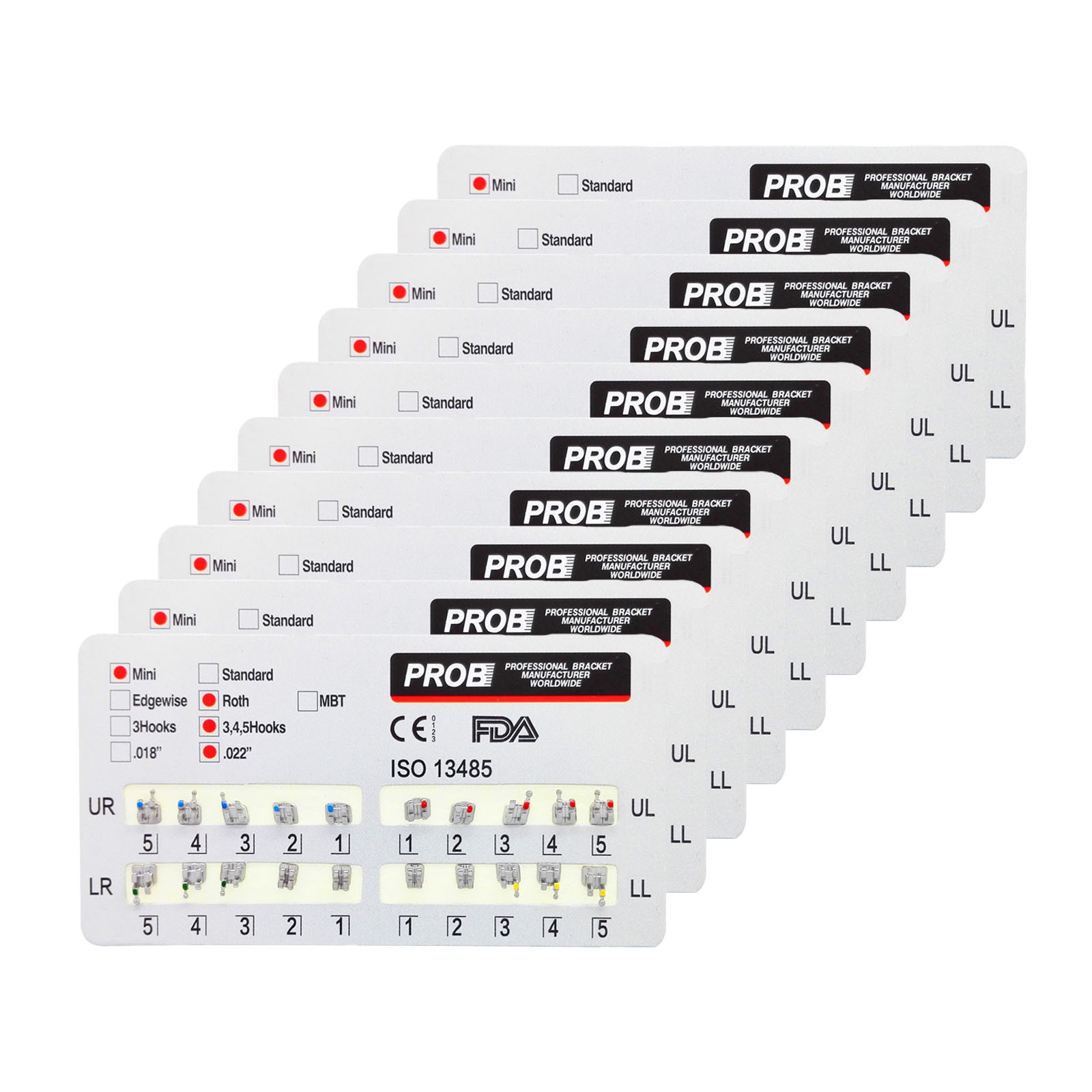 PROB Dental Orthodontic Brackets Brace Mini Roth MBT Standard 022/018 Hooks