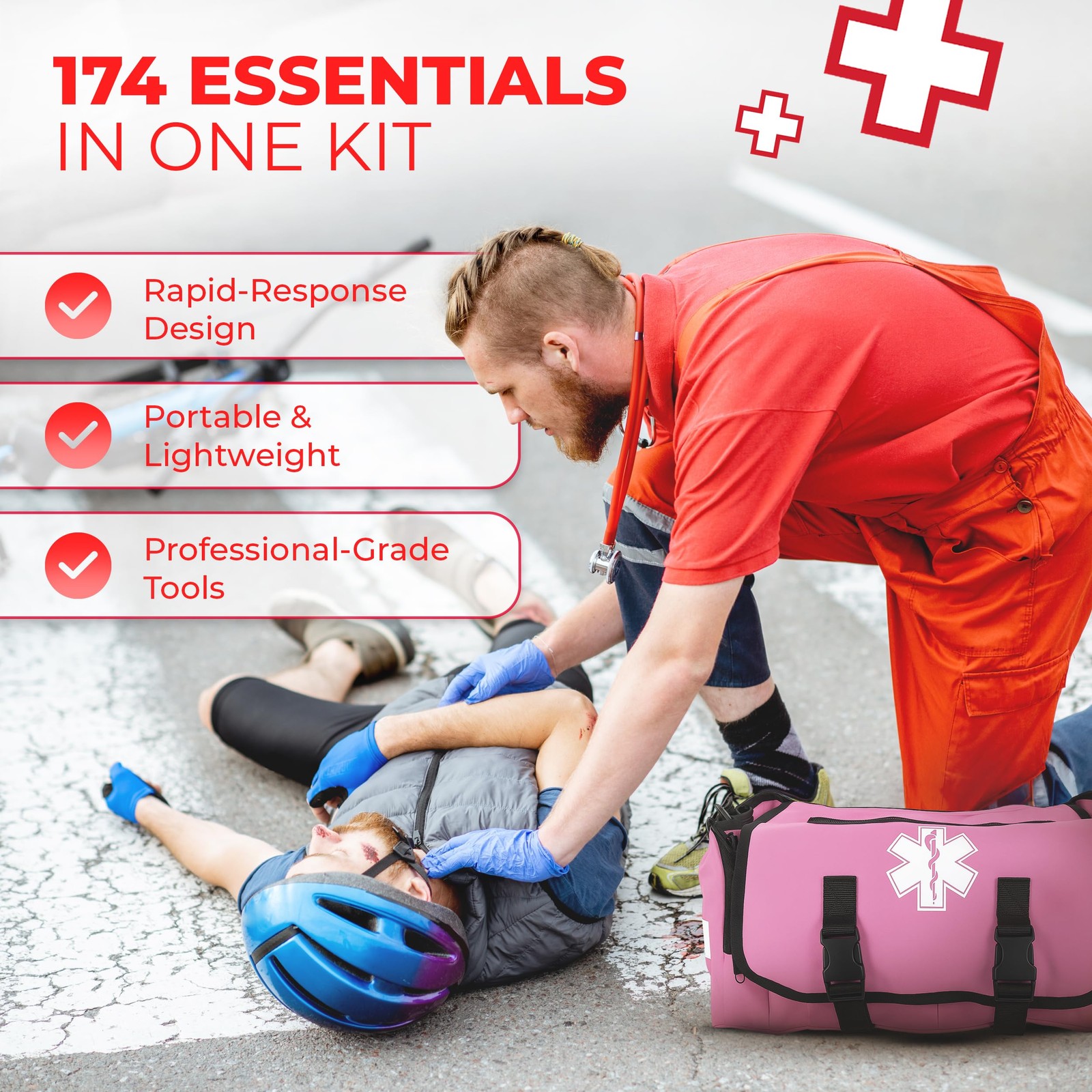 Ever Ready First Aid Fully Stocked Emt Trauma Bag First Responder Medical Kit