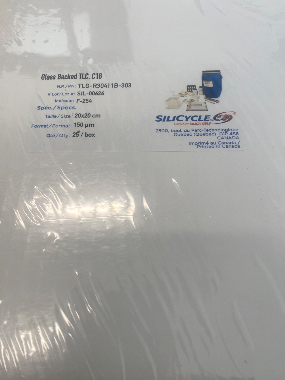 HPTLC Plates, Glass-Backed, C18(13%), 150um, 20 x 20cm, F254