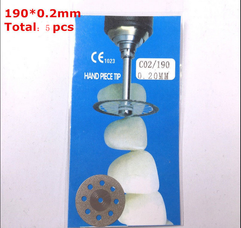5Pcs Dental Diamond Disc Wheel Porcelain Teeth Cutting Polishing Discs 190*0.2mm