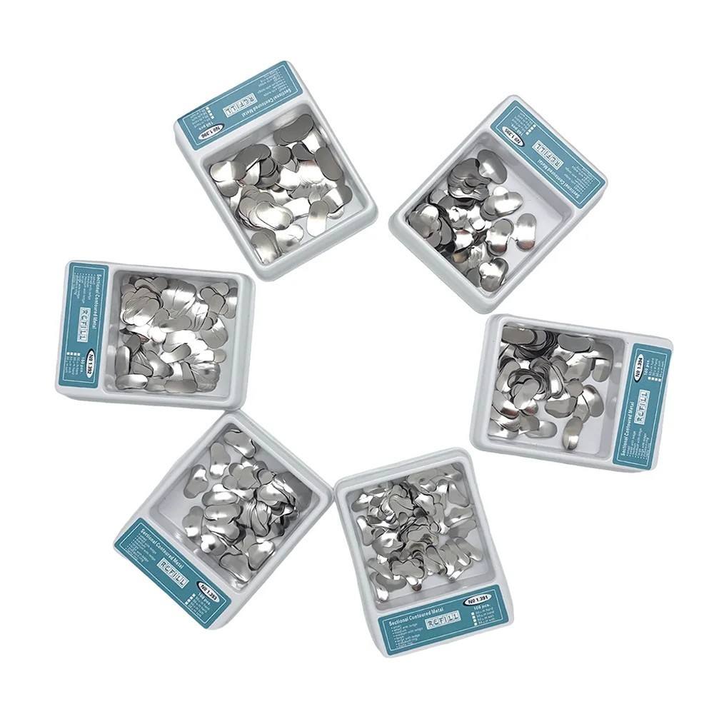 100 Pcs Dental Sectional Contoured Metal Matrices Refill Matrix Band 35um TOR VM