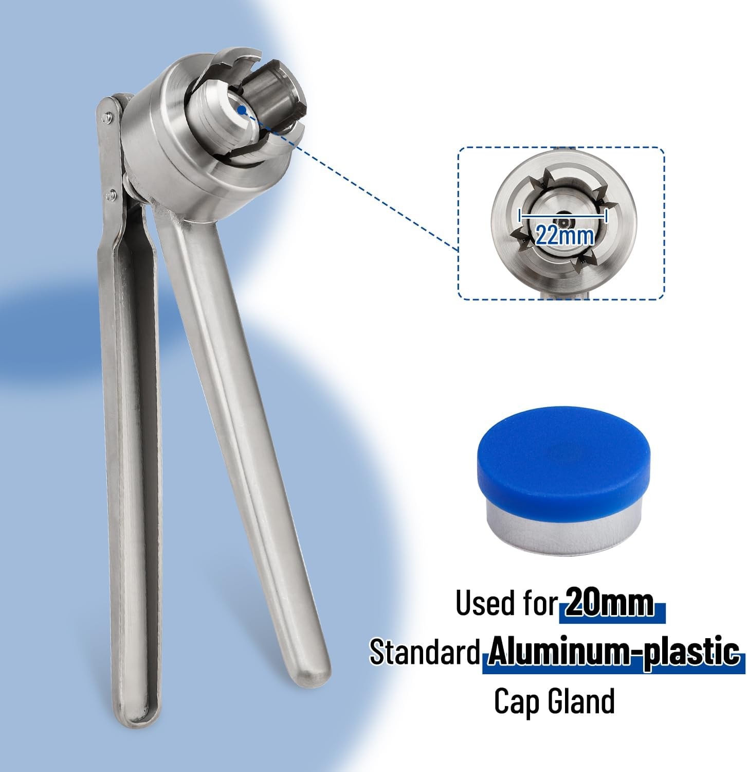 20mm Flip Vial Crimper, Crimping Tool w/ (100 Pcs Flip Caps and Rubber Stoppers)