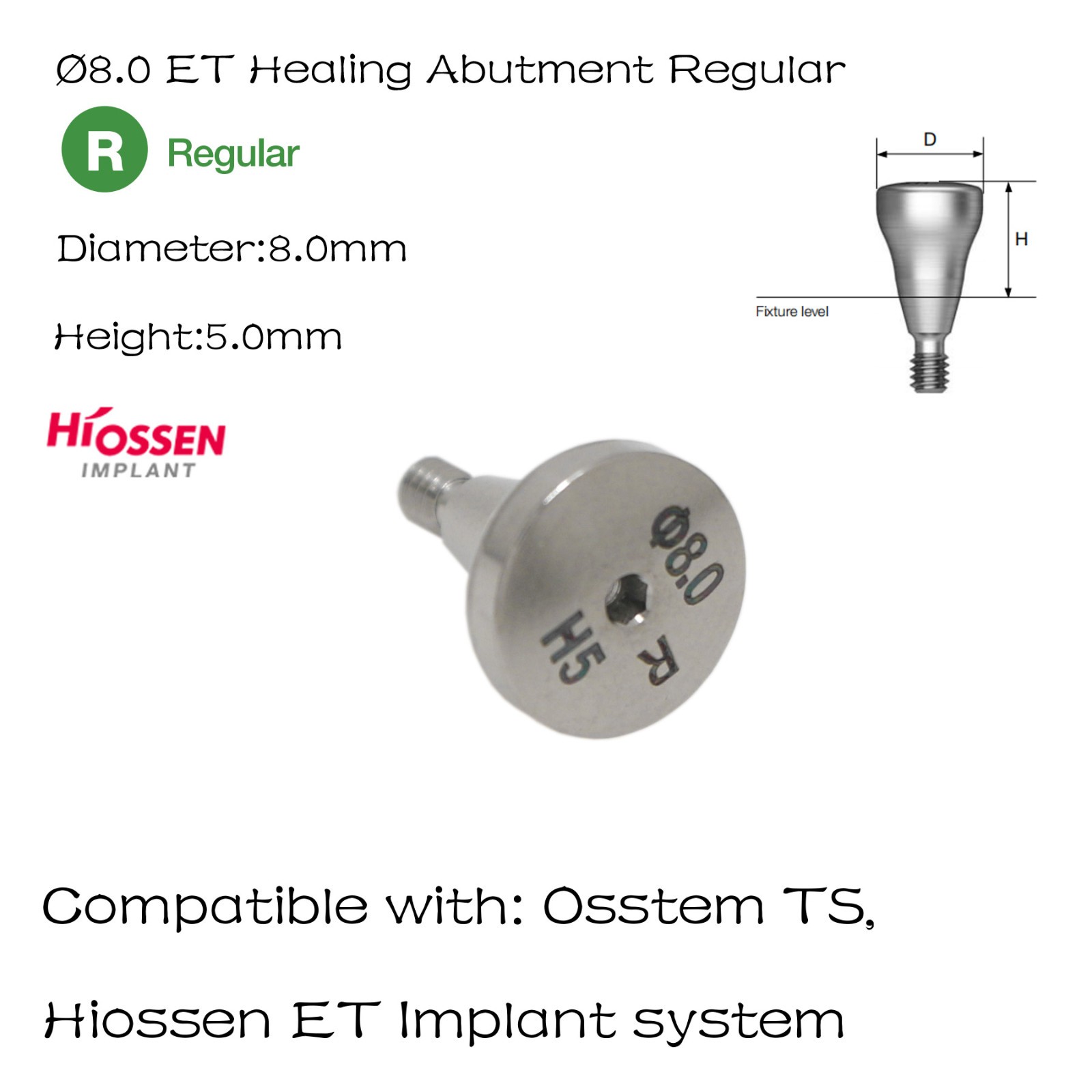 US 5Pcs Dental Healing Abutment Cap Mini Regular Platform Fit Osstem Hiossen