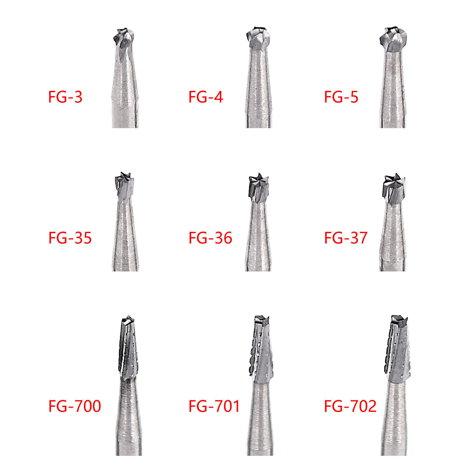 10pcs/Pack Dental Round Carbide Steel Drills Burs FG for High Speed Handpiece