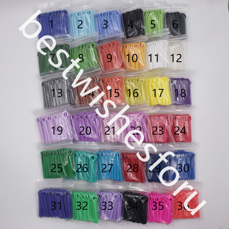 1040 Pcs Dental Ligature Ties Orthodontics Elastic Rubber Bands Multi 36 Colors