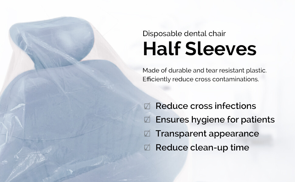 225PCS Dental Unit Half Chair Sleeves Disposable PE Cover Clear Medium 27.5″x24″