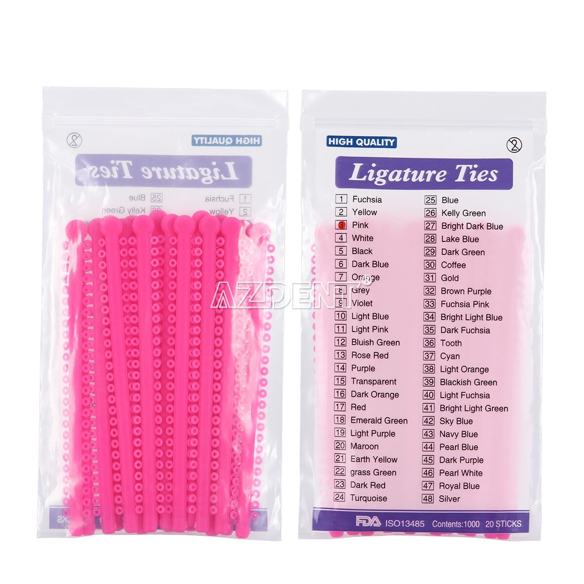 1000Pcs AZ Dental Orthodontic Elastic Ligature Ties Bands For Brackets 23 Colors