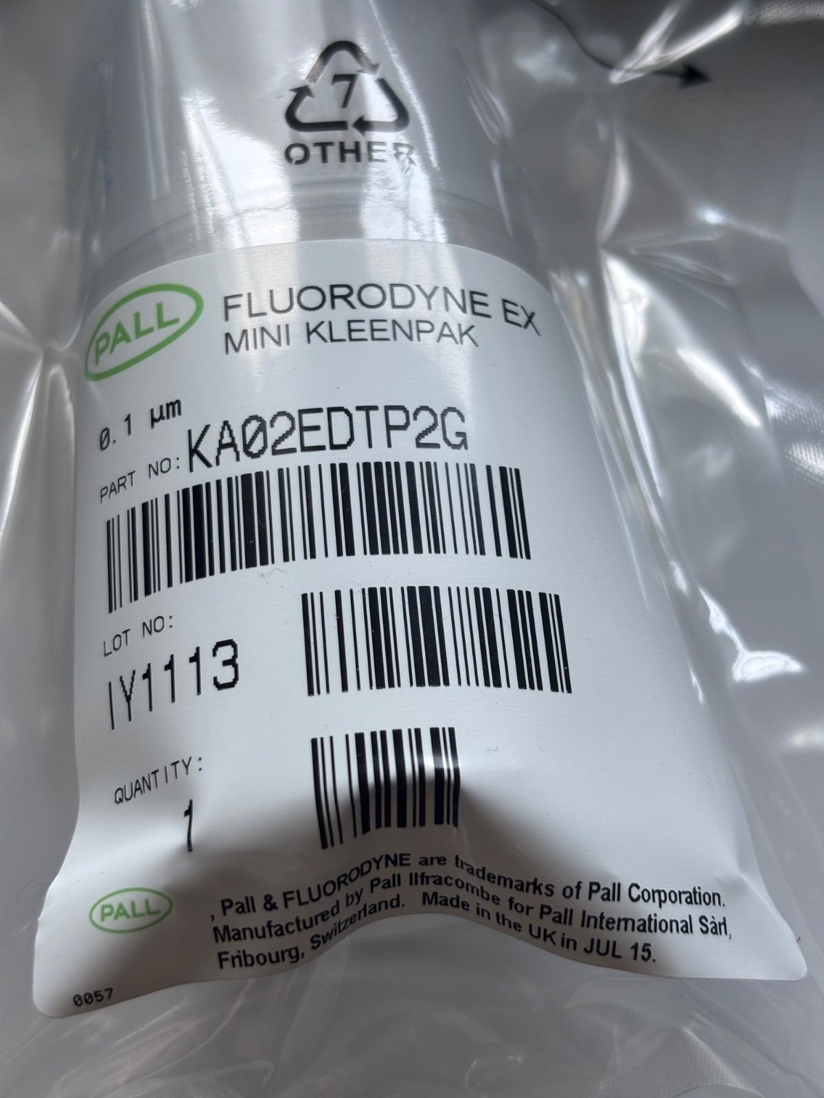 PALL Corporation Fluorodyne EX Mini Kleenpak Capsule Filters 3 Pack 0.1 um