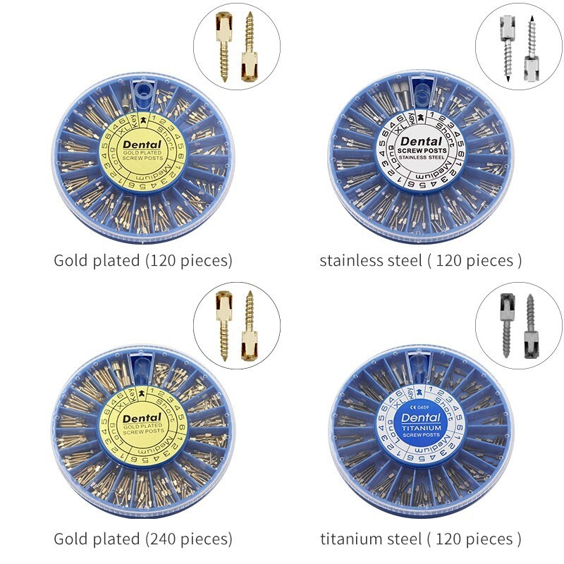 30/120/240Pcs Dental Root Canal Pins Conical Screw Posts Gold Plated/Titanium/SS