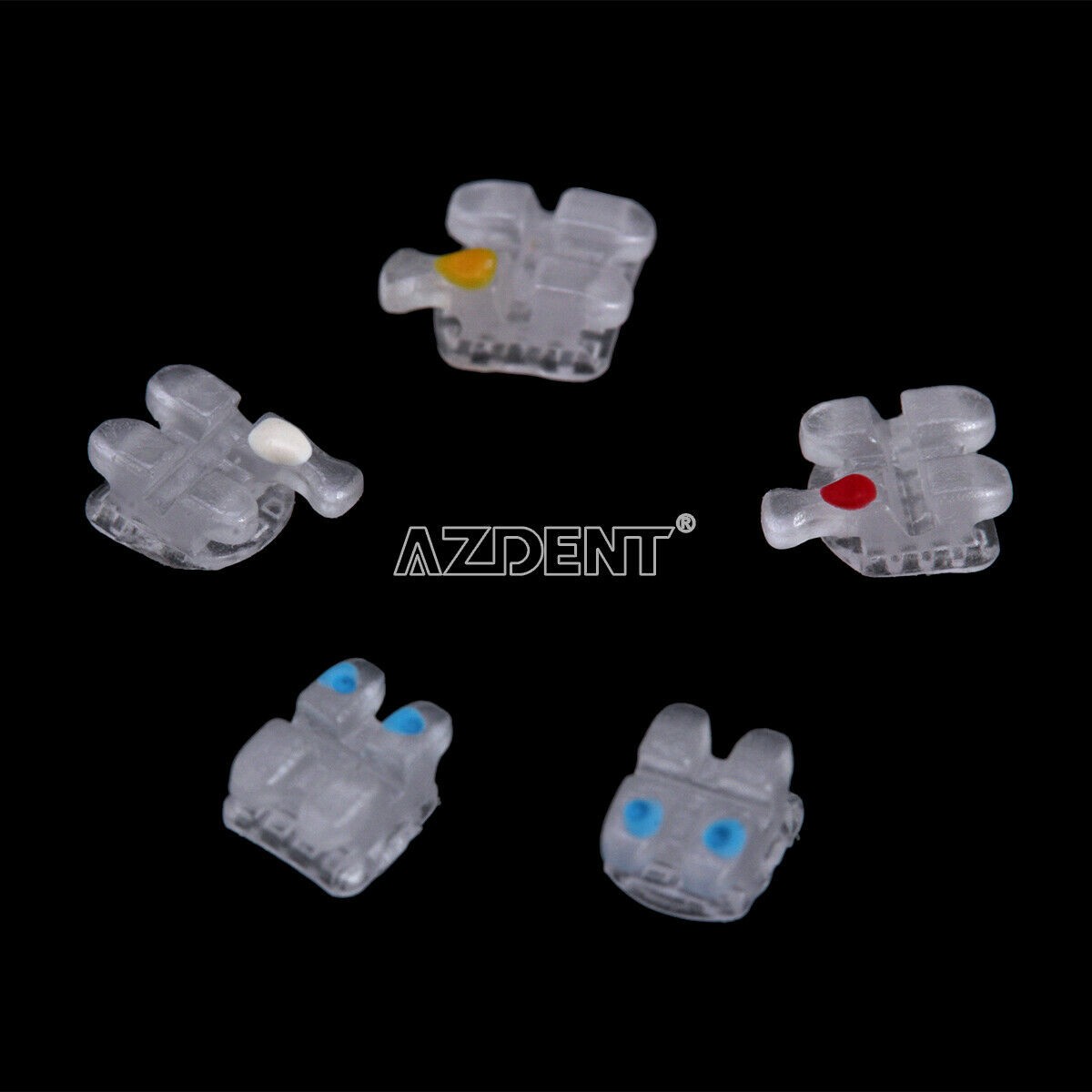 AZDENT Dental Orthodontics Ceramic Brackets 5*5 MBT / Roth.022 Hooks 3-4-5