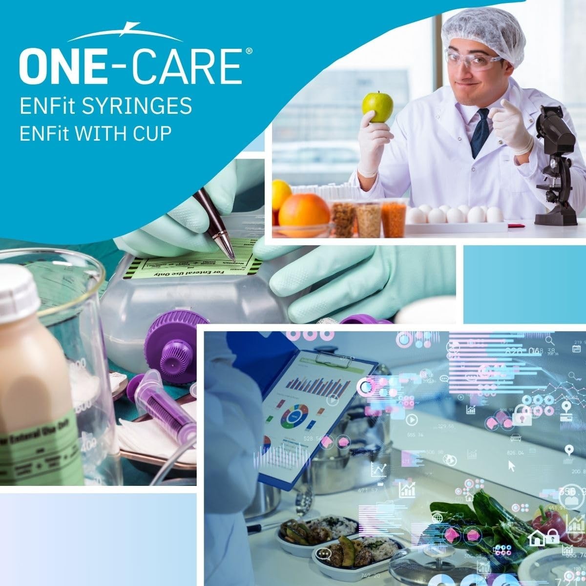 ONE-CARE Lab ENFit Syringe 1ml with Mounted Cap, Transparent