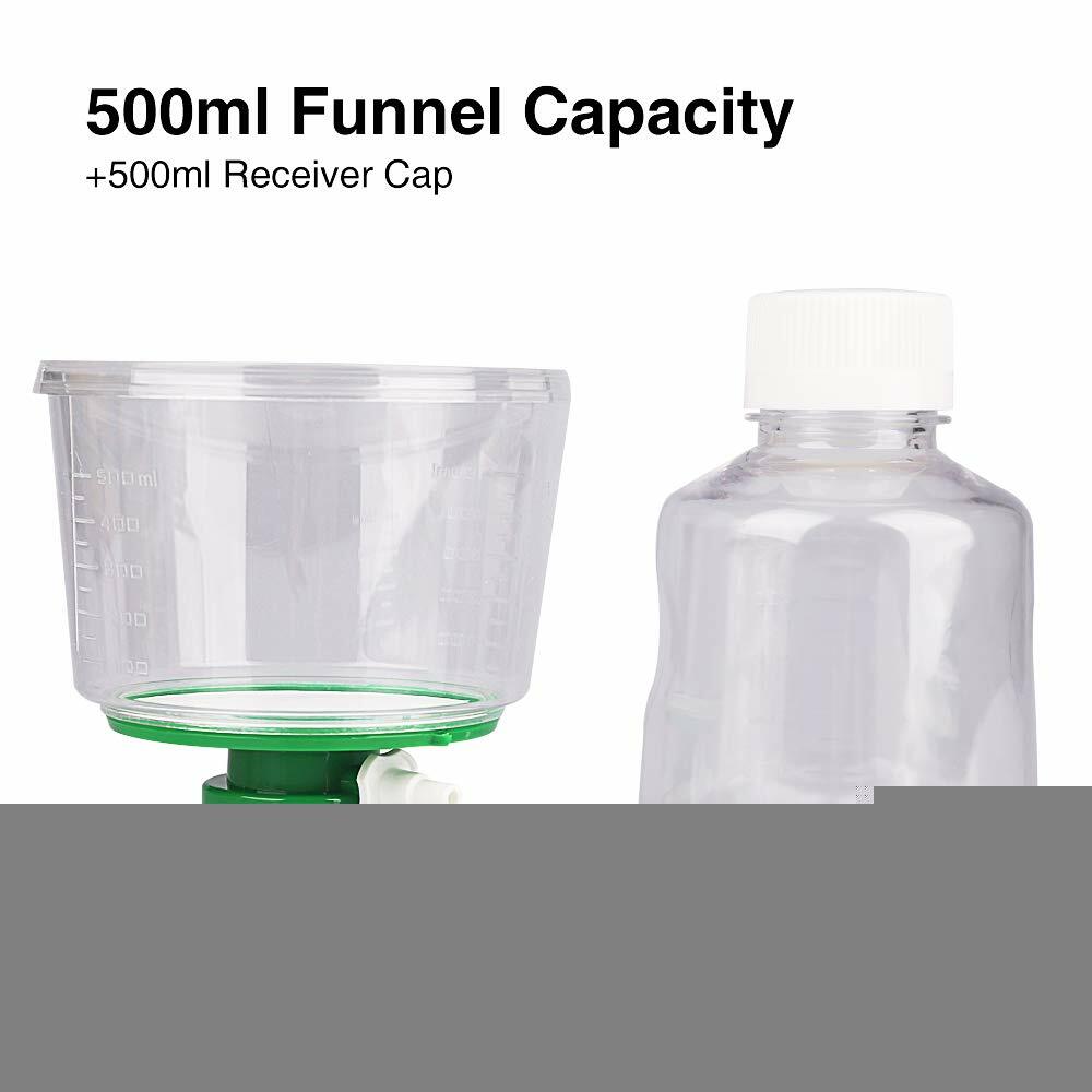 500mL Sterile Bottle Top Vacuum Filter Units with 0.22um PES Membrane Pack of 4