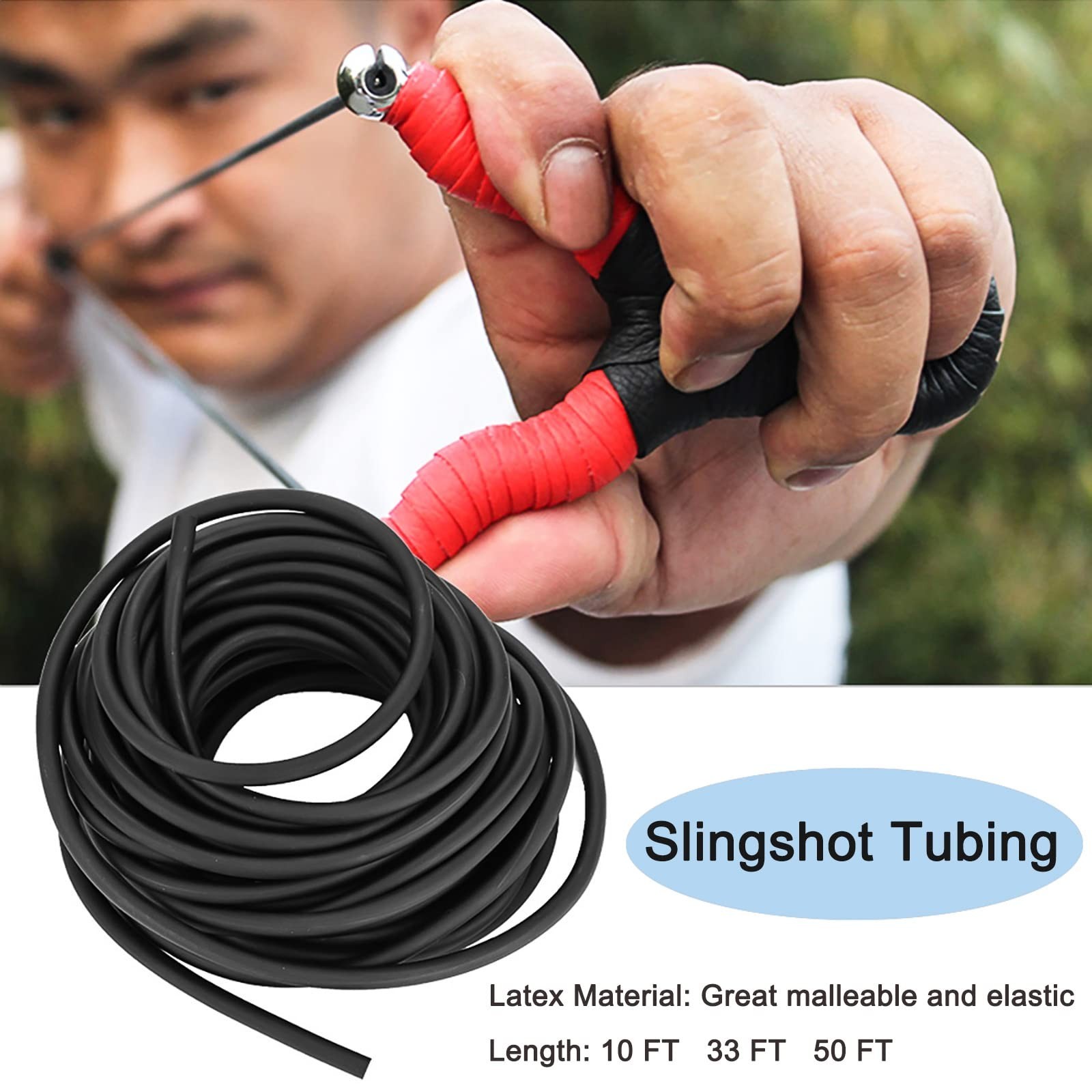 33FT Black Latex Rubber Tubing 3/8in OD 1/4in ID for Slingshots & Labs – Durable