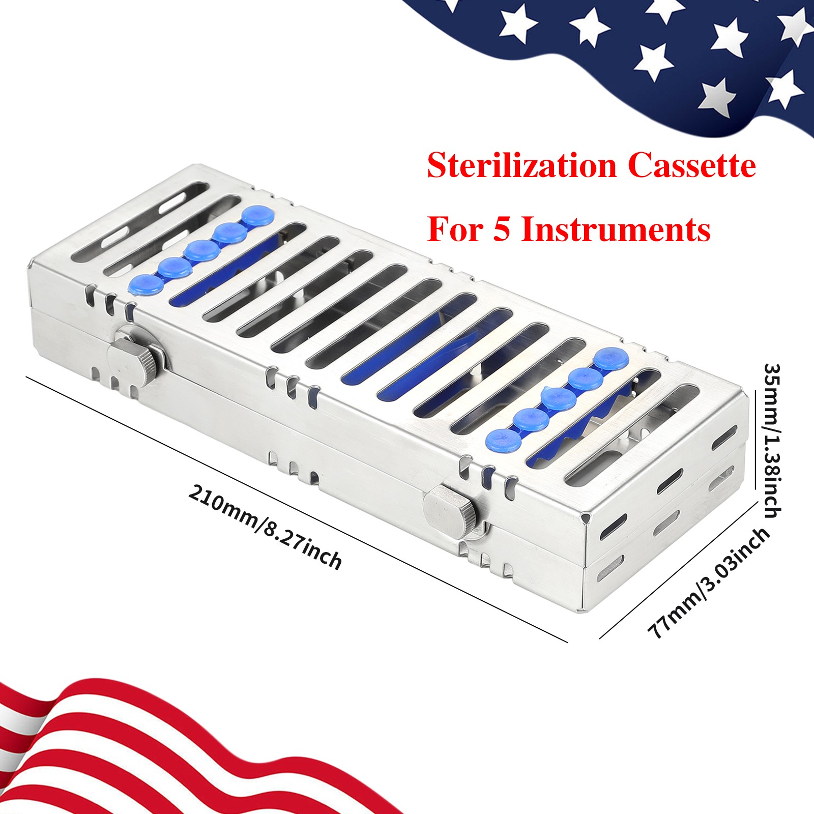 Dental Autoclave Sterilization Cassette Rack Box Tray For 5 Instrument