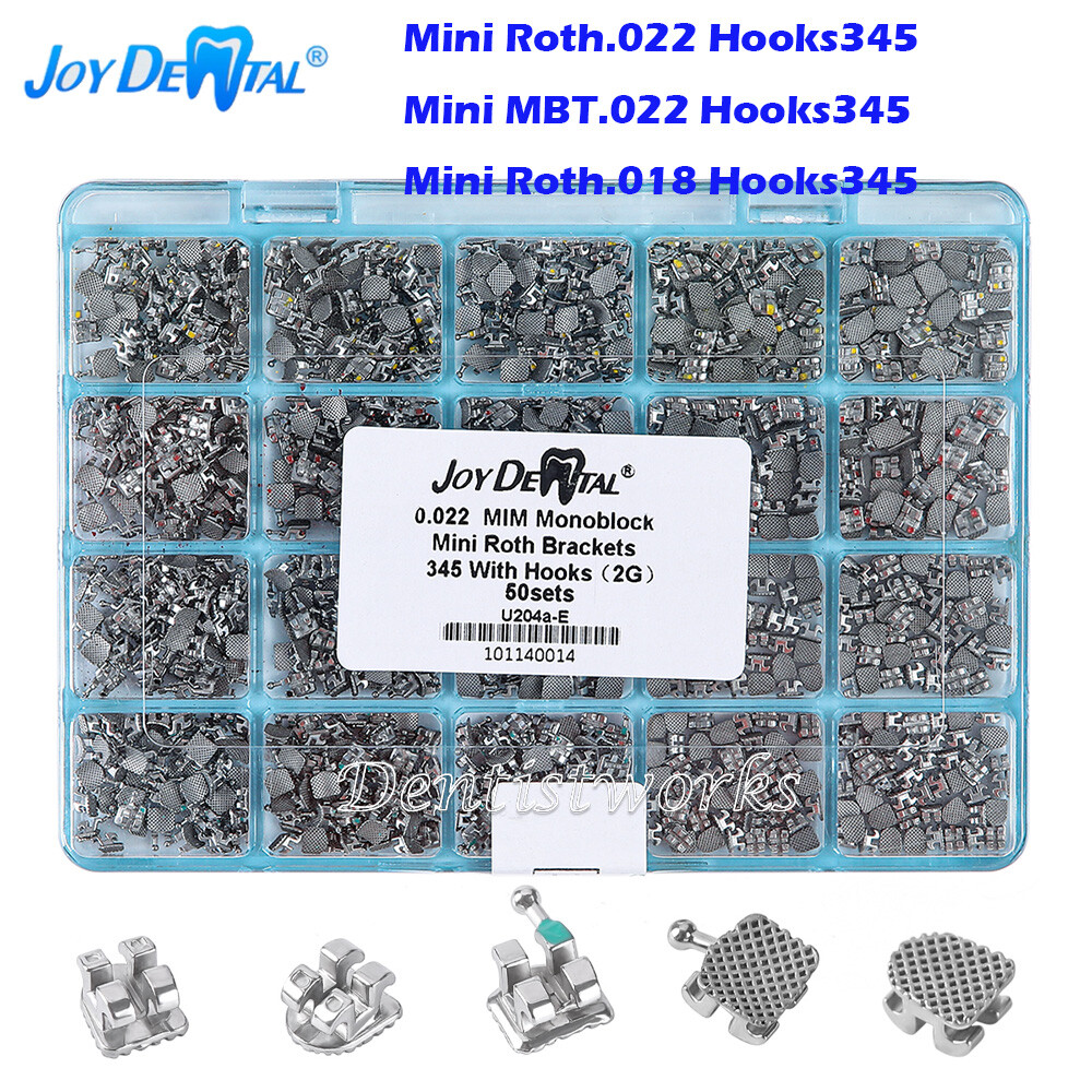 50set/1000pcs Dental Orthodontic Mini Brackets MBT/Roth.018/.022 Hooks345 Braces