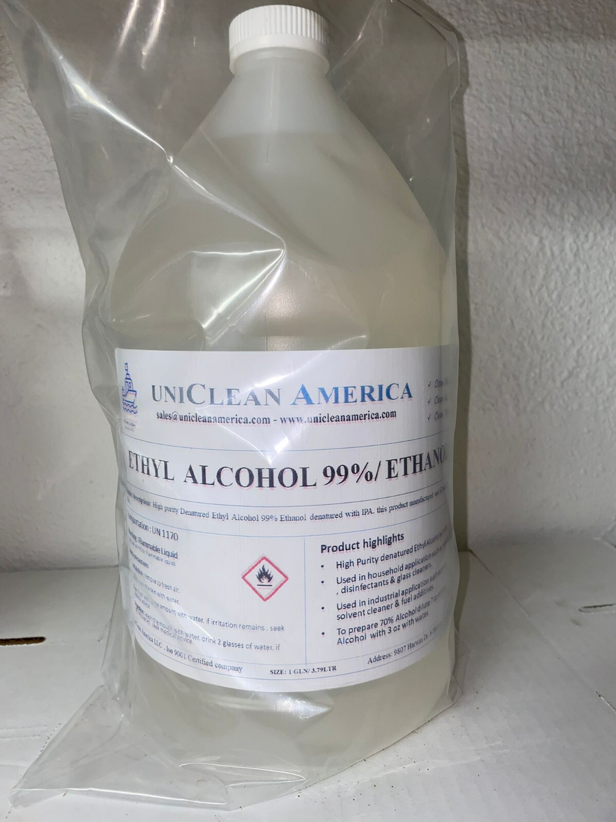 Denatured Ethanol 99% – Ethyl Alcohol – made in USA