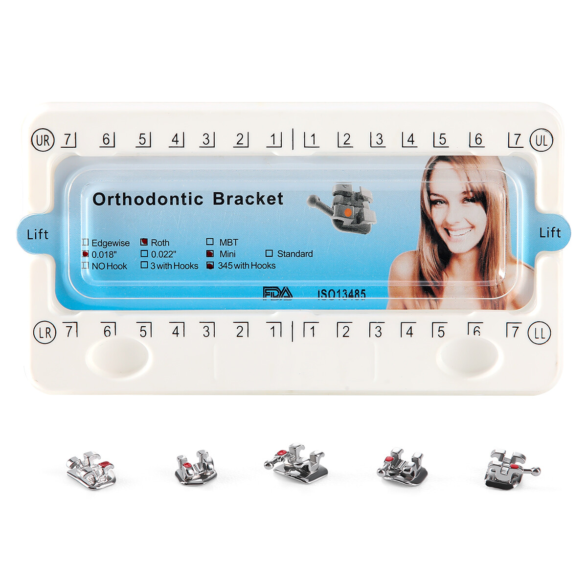 Soportes metálicos para ortodoncia Dental Mini Roth/MBT 018/022 ganchos 3/345