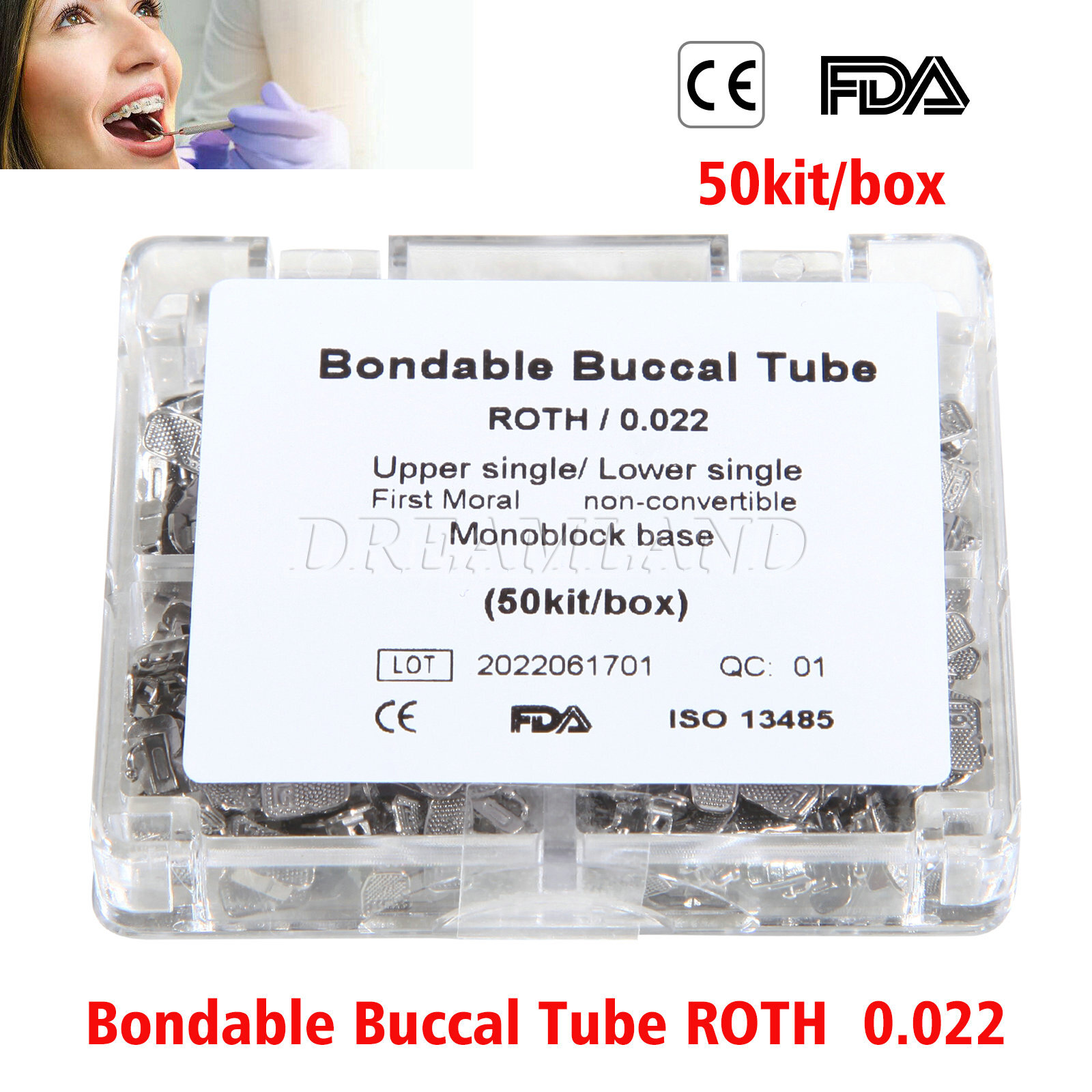 Dental Bondable Monoblock Non-Convertible Single Roth 022 Buccal Tube ZU