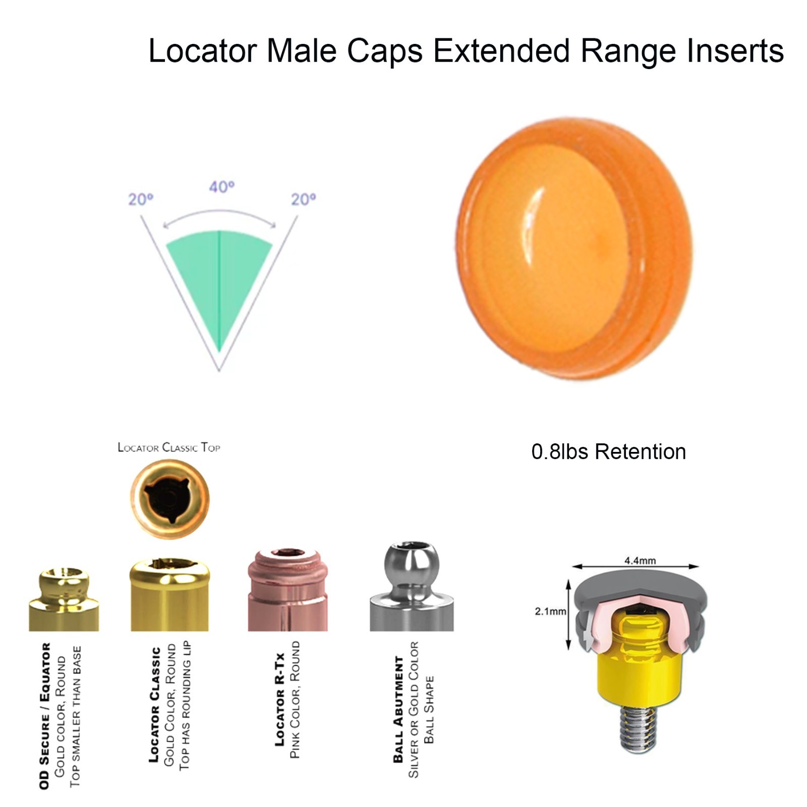 US Hiossen ET Implant Locator Abutment Classic for Zest Male Retention Inserts