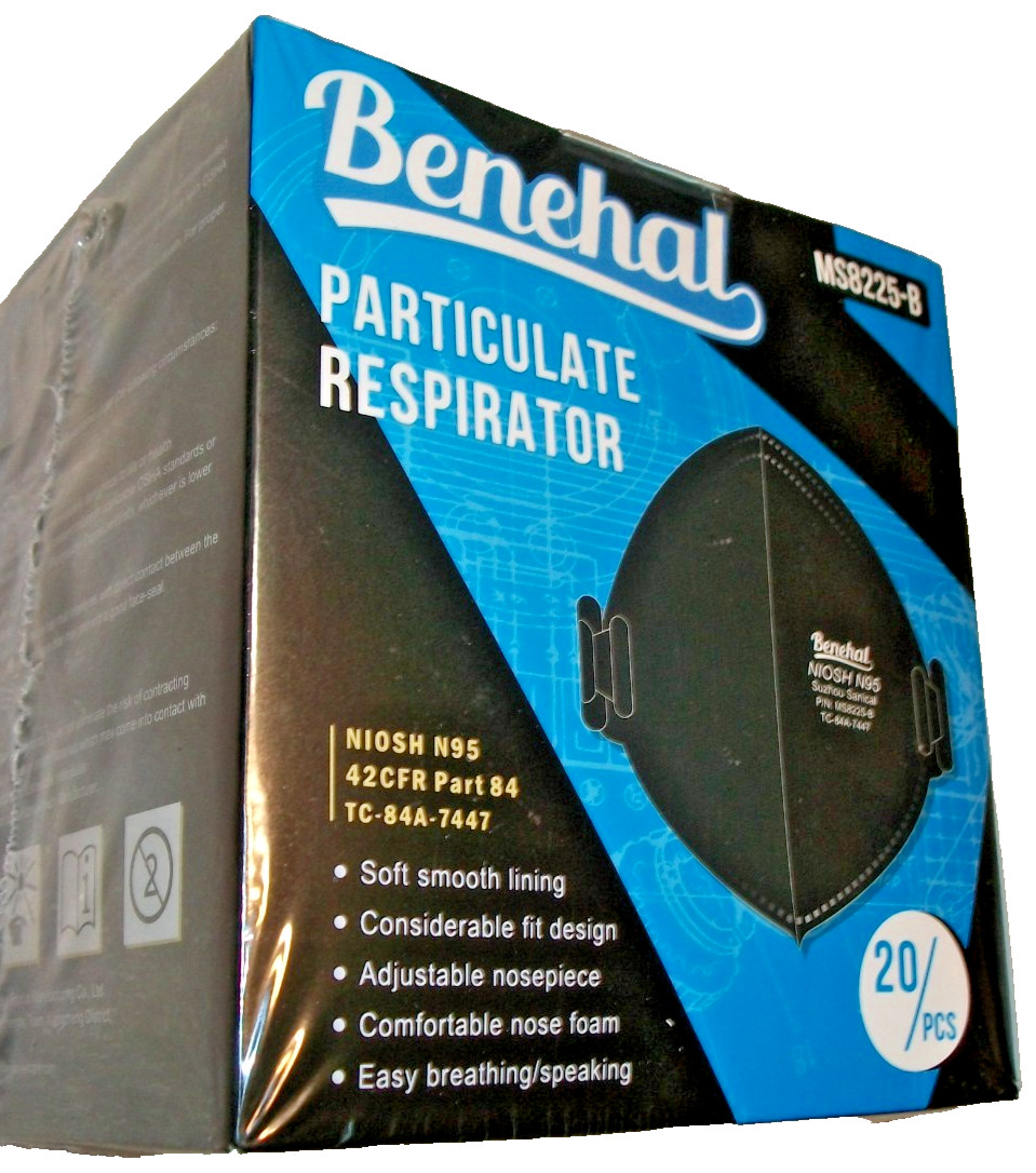 NIOSH Approved N95 Mask Particulate Respirators, Pack of 20 N95 Face Masks Black