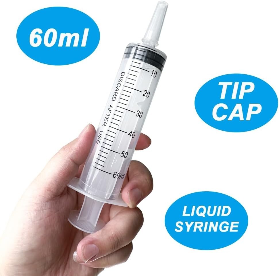 4 Pack 60Ml Large Syringe for Liquid with Tip Cap, Plastic Liquid Syringes Indiv