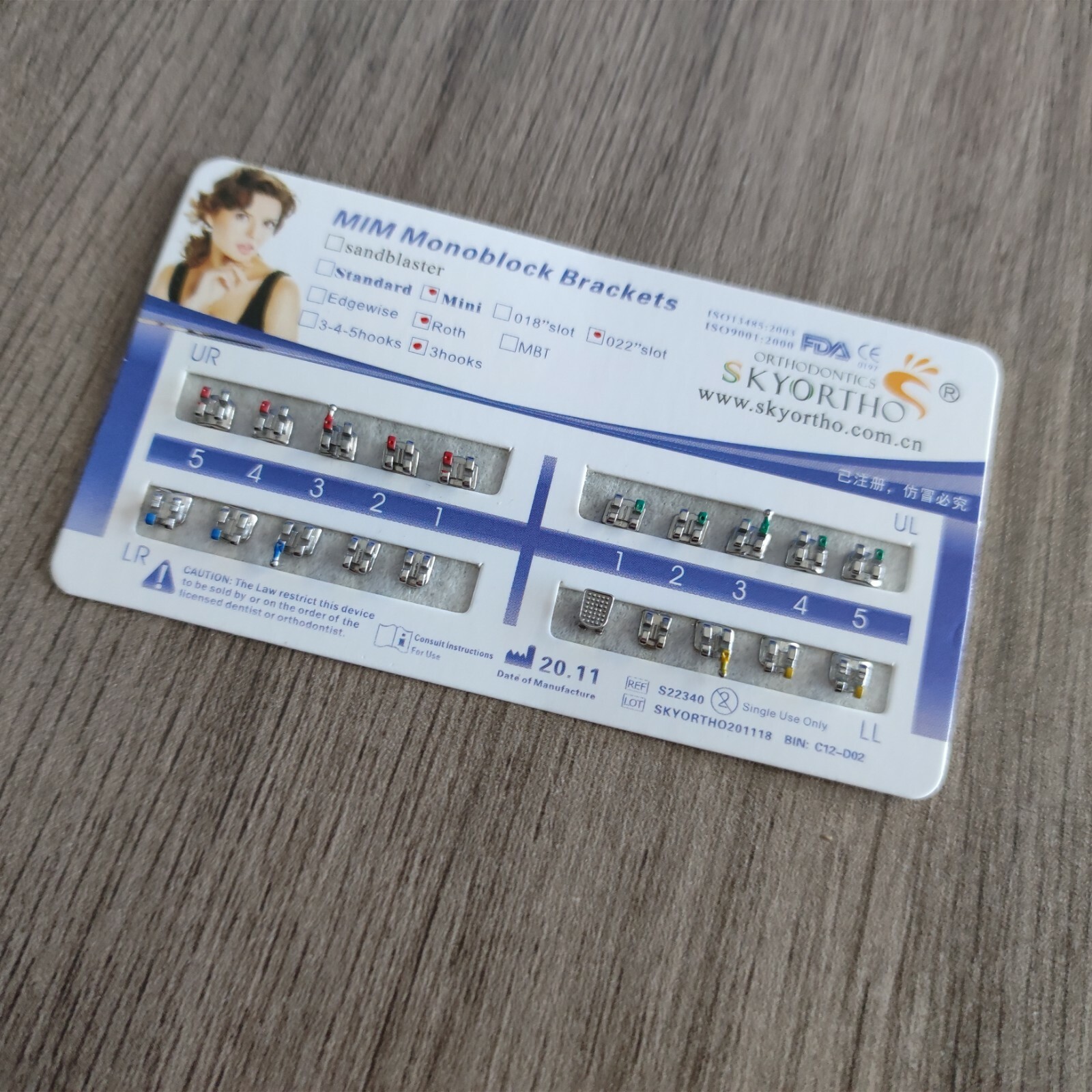 10 Packs Dental Orthodontics Brackets Braces Mini Roth 022 3 Hook MIM Monoblock