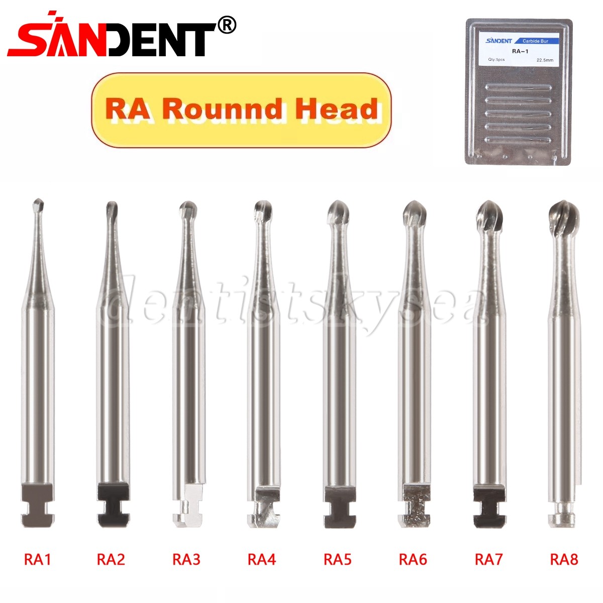8 Types Dental Round Carbide Bur for Low Slow Speed Latch Type RA 1# – 8# Burs