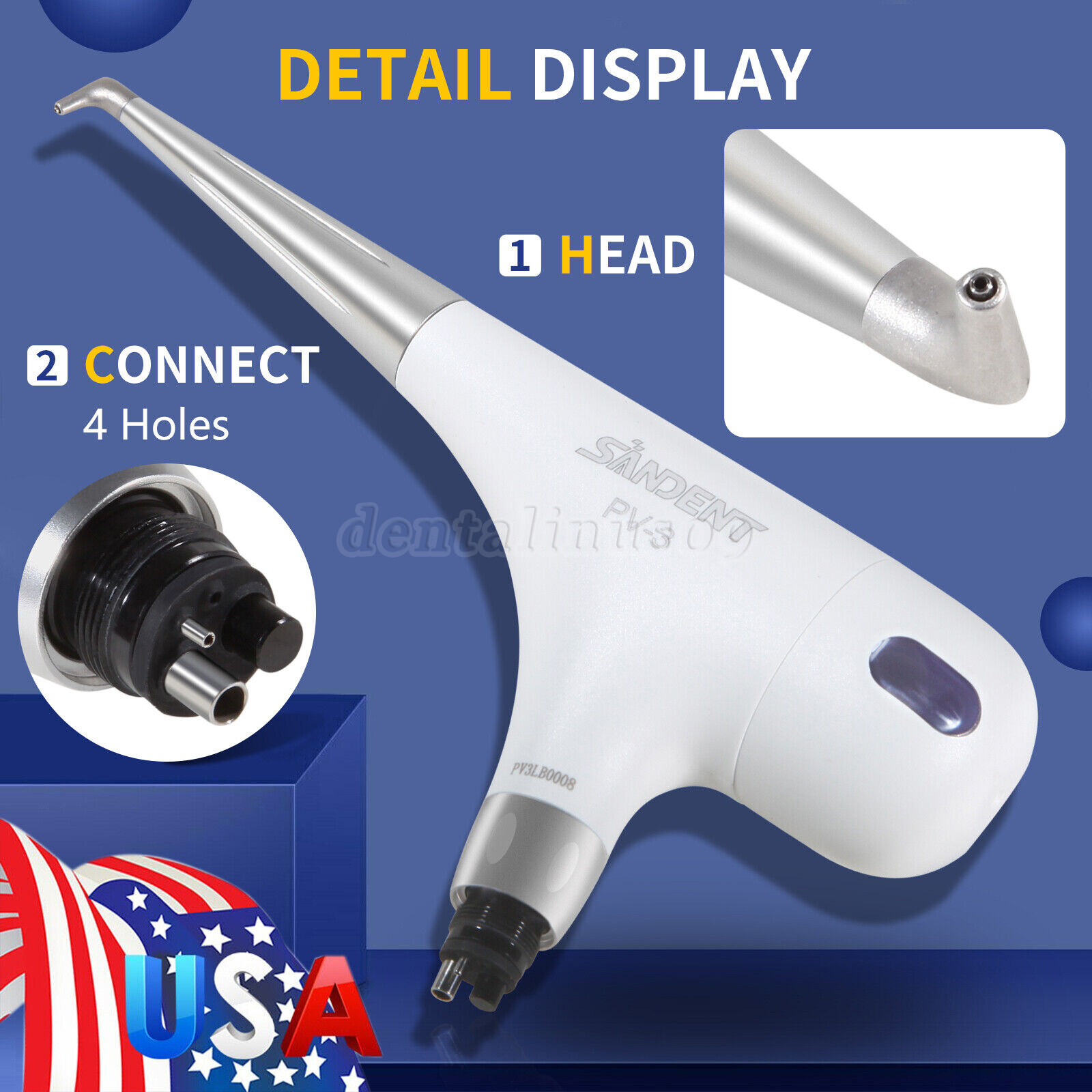 USA Dental Air Flow Teeth Polishing Polisher Handpiece Hygiene Prophy Jet 4 Hole