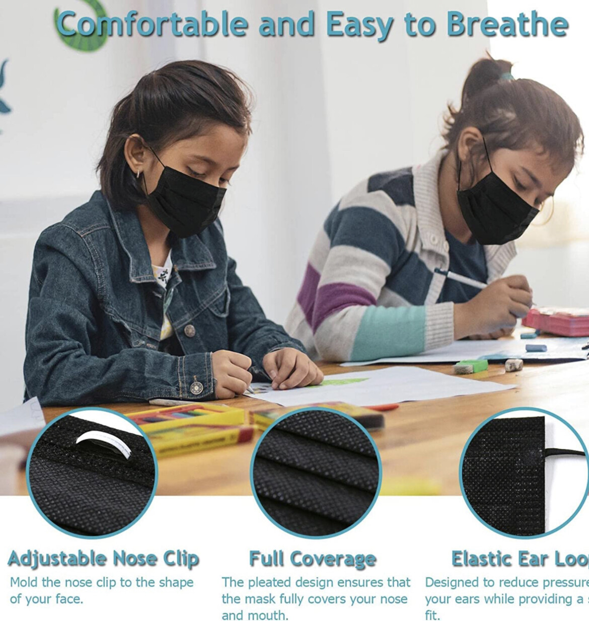100/50/10 Pcs Black Face Mask Mouth Cover Protector Respirator Filter Kids Masks