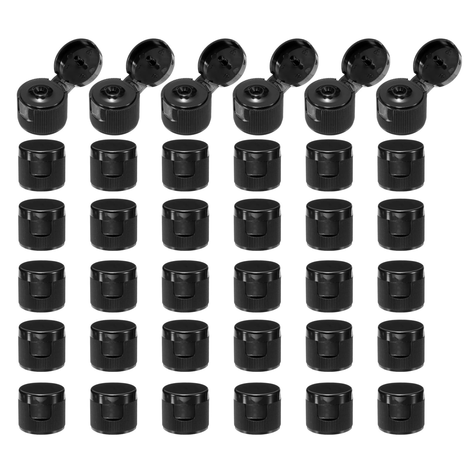 Uxcell 36pcs 20/410 Flips Top Caps for Bottles, Replacement 20/410, Black