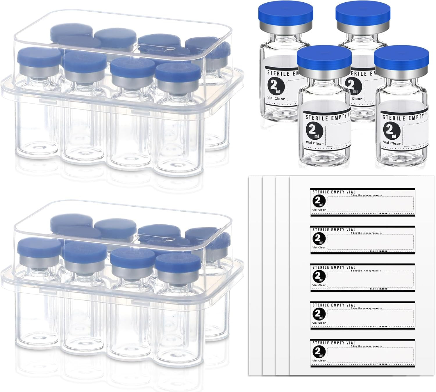 20 Pcs 2Ml Sealed Sterile Empty Vials with Self Healing Injection Port Glass Pen